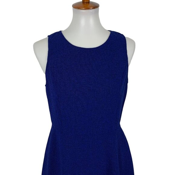 Skies Are Blue Royal Blue Sleeveless Fit And Flare Textured Dress MP Chic - Picture 2 of 7